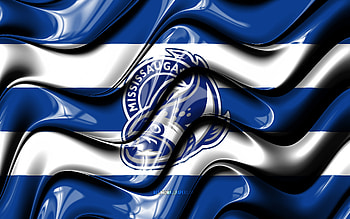 Mississauga Steelheads flag, , blue and white 3D waves, OHL, canadian hockey team, Mississauga Steelheads logo, hockey, Mississauga Steelheads, Canada HD wallpaper
