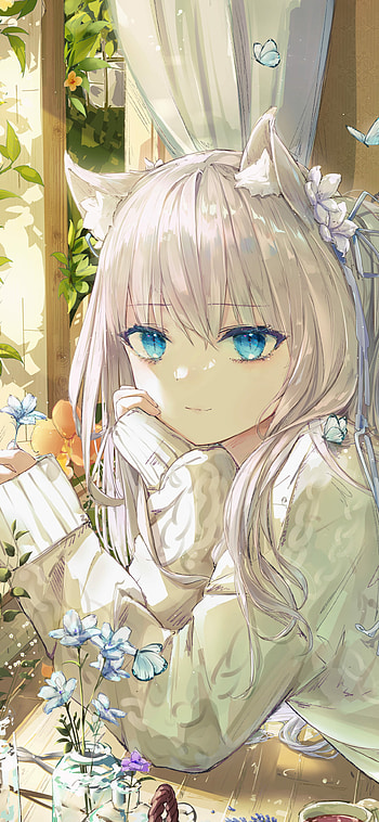 Sunlit Catgirl — Blue-Eyed Anime , Anime, girl, anime girl HD phone wallpaper