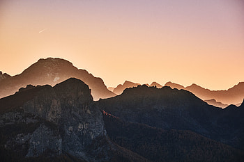 Giau Pass, mountains, sunset, horizon HD wallpaper