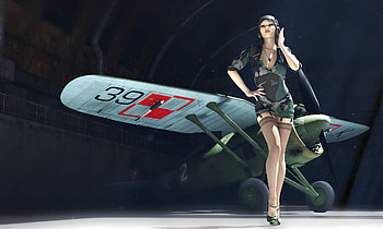 The Pilot, plane, pilot, girl, graphy HD wallpaper