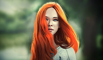 Girl, artwork, pretty, redhead HD wallpaper