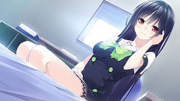 Beauty Student, blue, black, uniform, cute, long hair, beauty, day, school, sweet, window, girl, sweety, anime, pretty, light, green, lovely HD wallpaper