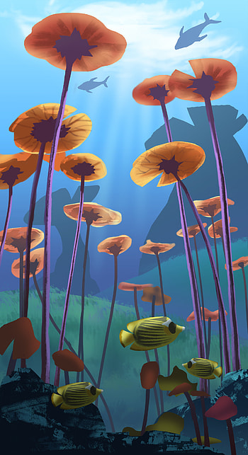 Art, Sea, Fish, Algae, Seaweed, Under Water, Underwater HD phone wallpaper
