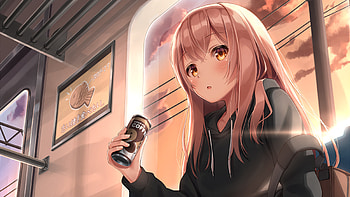 Yuuyake Koyake In Subway, anime-girl, anime, artist, artwork, digital-art HD wallpaper