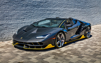 Lamborghini Centenario, black, yellow, Lamborghini, fast, 2017, centenario HD wallpaper