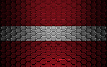 Latvia flag, 3d hexagons texture, Latvia, 3d texture, Latvia 3d flag, metal texture, flag of Latvia HD wallpaper