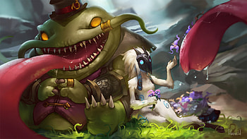 Tahm Kench & Kindred by Hozure Fan Art Artwork League of Legends lol HD wallpaper