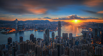 Sunrise, Victoria Harbor, Victoria Peak HD wallpaper