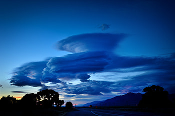 Nature, Mountains, Night, Clouds, Road, Ornate HD wallpaper