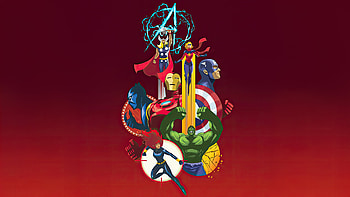 Marvel Heroes Together, iron-man, hulk, thor, captain-america, black-panther, superheroes, artwork, minimalism, digital-art HD wallpaper