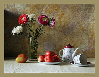 Flowers and fruits for Viv, still life, nature, flowers, fruits, nice HD wallpaper