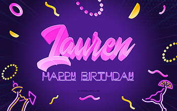 Happy Birtay Lauren, , Purple Party Background, Lauren, creative art, Happy Lauren birtay, Lauren name, Lauren Birtay, Birtay Party Background HD wallpaper