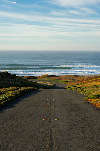 Nature, Sea, Waves, Coast, Road HD phone wallpaper