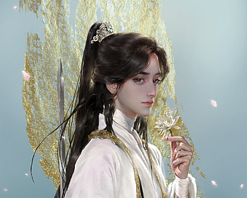 Prince, asian, fantasy, art, man, flower, sixue, hand HD wallpaper