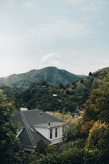 Nature, Trees, Mountains, View From Above, House HD phone wallpaper