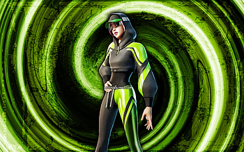 Adeline, green grunge background, Fortnite, vortex, Fortnite characters, Adeline Skin, Fortnite Battle Royale, Adeline Fortnite HD wallpaper