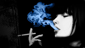 pics attractive girl smoking blue smoke animated quality background HD wallpaper