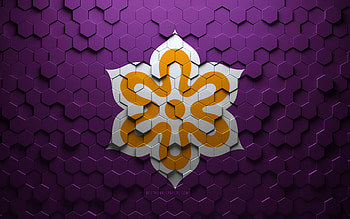 Flag of Kyoto, honeycomb art, Kyoto hexagons flag, Kyoto, 3d hexagons art, Kyoto flag HD wallpaper