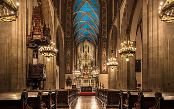 Church in Krakow, Poland, Krakow, interior, Poland, church HD wallpaper