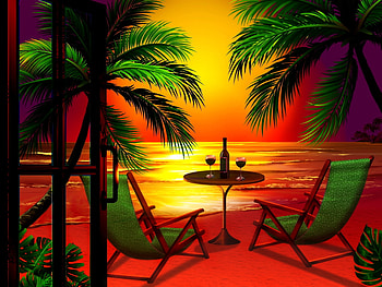 Enjoy Summer, Beach, Tropical Island, Summer, Sunset, Wine HD wallpaper