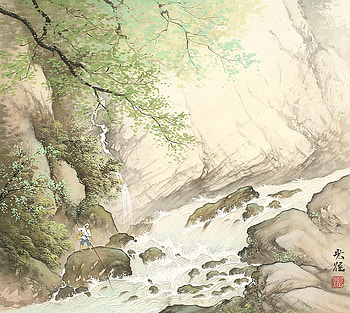 Koukei Kojima, river, art, drawing, nature HD wallpaper