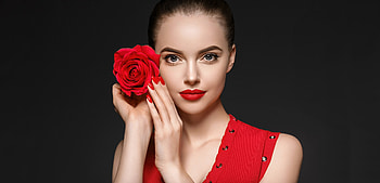 Rose and girl model, juicy lips, hoot HD wallpaper