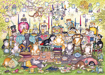 Mad Catters Tea Party, party, tea, caters, puzzle, jigsaw, madd, humorous HD wallpaper