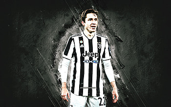Federico Chiesa, Juventus FC, italian soccer player, white stone background, Chiesa Juventus, grunge art, football, Serie A HD wallpaper