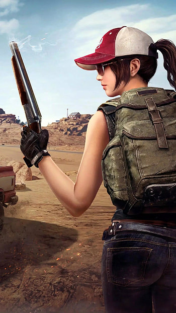 Pubg , Girl, Gun HD phone wallpaper