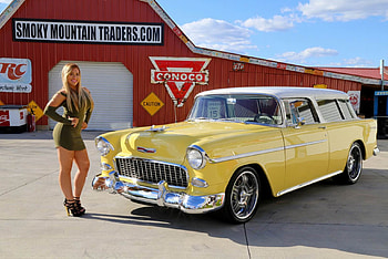 1955 Chevy Nomad 327 V8 and Girl, Chevy, V8, Girl, Car, Old-Timer, 327, Nomad HD wallpaper