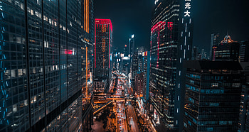 Cities, Architecture, Building, Road, Night City HD wallpaper