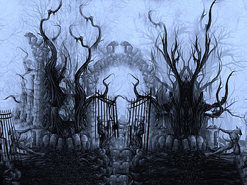 Hell's Gate, Enter, Dark, Mist, Eerie, Dreary HD wallpaper