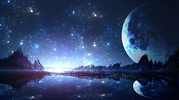 Starlit Shores Of Another World, star, moon, sky, stars, water, sea, ocean, lake, artist, artwork, art, digital-art, ai, pixiv HD wallpaper