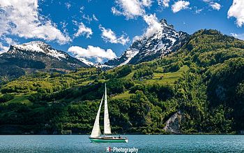 Sailboat on Lake, yacht, Switzerland, lake, montains HD wallpaper