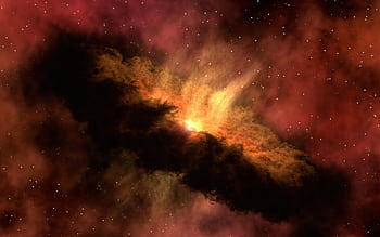 Dramatic of a cosmic dust cloud with vivid colors and starry sky. HD wallpaper
