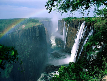 Zambia waterfall, Breathtaking views, Serene beauty, Nature's wonder HD wallpaper