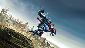Spiderman X Venom Dynamic Destruction, spiderman, venom, superheroes, artwork, art, digital-art, deviantart HD wallpaper