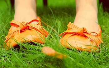 Grass, Miscellanea, Miscellaneous, Legs, Footwear, Slippers, Ballet Shoes, Ballet Flats HD wallpaper