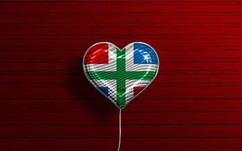 I Love Groningen, , realistic balloons, red wooden background, Day of Groningen, dutch provinces, flag of Groningen, Netherlands, balloon with flag, Provinces of Netherlands, Groningen flag, Groningen HD wallpaper