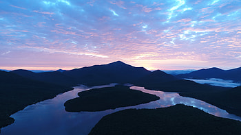 Evening Sunset Mountains Lake , sunset, mountains, lake, nature, evening HD wallpaper