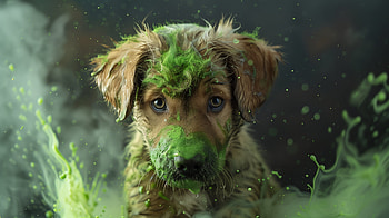 Green Whimsy Pup - , puppy, pet, dog HD wallpaper