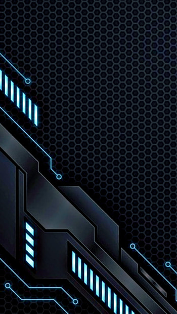 tech gamer material 3d, digital, amoled, samsung, blue, neon, black, pattern, abstract, glow, mesh HD phone wallpaper