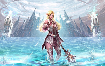 Fantasy girl, staff, fantasy, elf, woman, warrior HD wallpaper