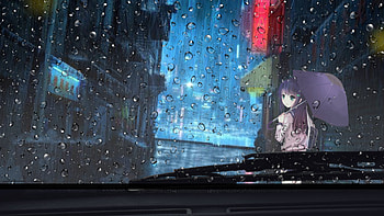 Anime Girl Rainy Day View From Car , anime-girl, anime, artist, artwork, digital-art, rain HD wallpaper