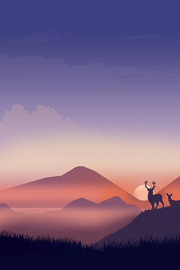 Art, Deers, Vector, Silhouettes, Wildlife HD phone wallpaper