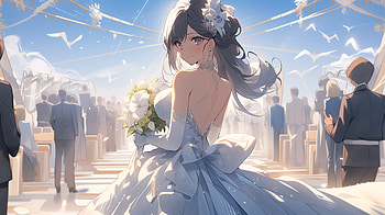 Elegant Bridal Anime, wedding, wedding dress, Anime, Original HD wallpaper