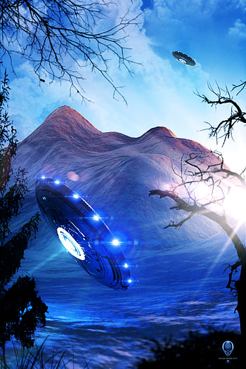 Mountains, Shine, Light, Miscellanea, Miscellaneous, Backlight, Illumination, Ufo, Aliens HD phone wallpaper