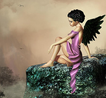 Fairy, abstract, fantasy, rock HD wallpaper
