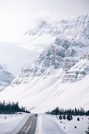 Winter, Nature, Snow, Mountain, Road, Slope HD phone wallpaper