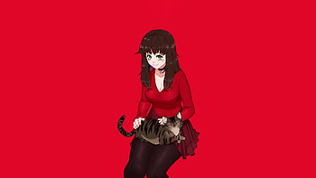 Anime Girl With Her Cat Friend, anime-girl, cat, artist, artwork, art, digital-art, artstation HD wallpaper